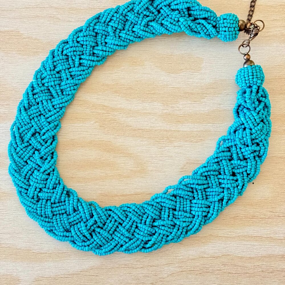 Beautiful Turquoise Beaded Statement Necklace - image 5